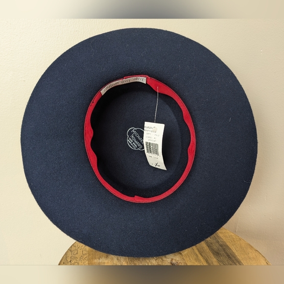 NWT! VINTAGE Joe Bill Miller/Michael Howard 100% Wool Hat, Navy Blue & Gold - Picture 9 of 11
